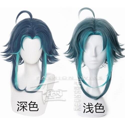 Game Genshin Impact Xiao Cosplay Wig Mix Color Heat Resistant Synthetic Hair Xiao Party Costume