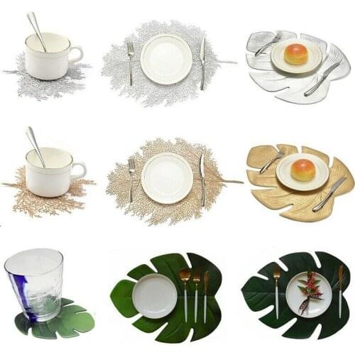 Cup Coasters Shape Leaves Dining Table Placemats Mats Non-slip Mat Washable Pad Silicone Mold Kitchen Table Mat Decoration