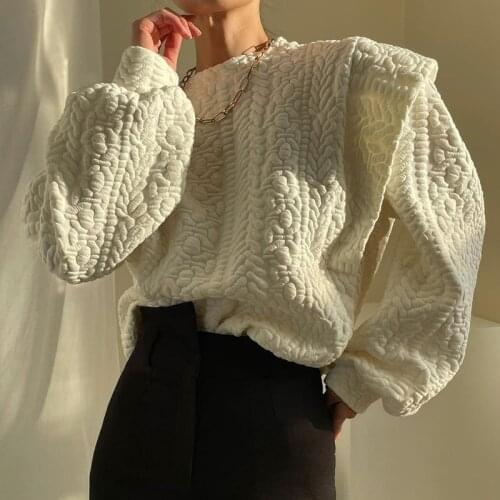 2020 Autumn Winter Famale Fashion Female Round Neck Minimalist Long-sleeved Pullover Solid Color Sweatshirts Tops C810