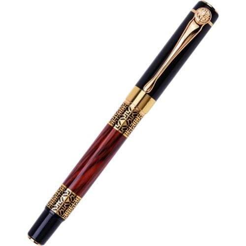 Chinese Classical Fountain Pen Golden Metal Wood Signature Pen for Office Business Signature School Student Gift