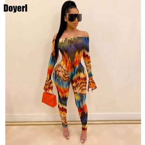 Sexy 2 Piece Set Women Club Outfits 2020 Long Sleeve Bodysuit Top and Pants Festival Print Two Piece Set Matching Sets Tracksuit