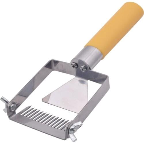 Yellow Plastic Handle Honeycomb Scraper Stainless Steel Honey Uncapping Fork Honey Scraper for Beekeeping