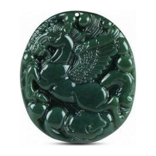 Xinjiang Hetian jade sapphire horse pendant male and female models to success Pegasus round pendant