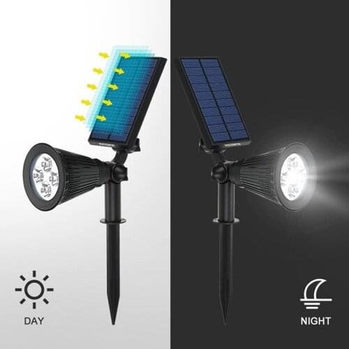 LED Solar Light Power Lawn Spotlight IP65 Waterproof Adjustable Control In-Ground Outdoor Lamp Spike Landscape Garden Path Lamp