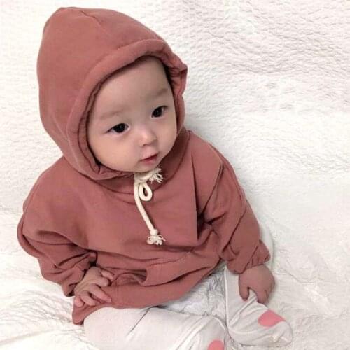 Baby Sweater Autumn Winter Clothes Baby Simple Casual Cotton Velvet Bag Fart Hoodie Baby Boy Clothes Set Winter