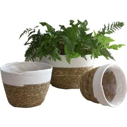 Woven Basket Flower Pot coats Office Creative Desktop Plant Bag Cosmetic storage bag Home Decoration Accessories