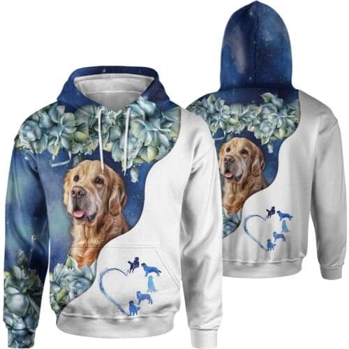 CLOOCL Graphic Flowers Men Hoodies Animals Dogs Golden Retriever Men Clothing Women Sweatshirts Casual Tops Harajuku Streetwear