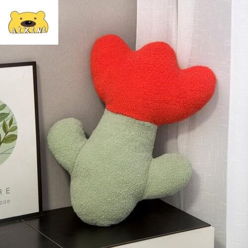 Tulip Flower pillow Artificial Sun Flower Plush Tulip Plush Plants Stuffed Toy Soft Bookshelf Decor Flowers Pillow for Girl Gift