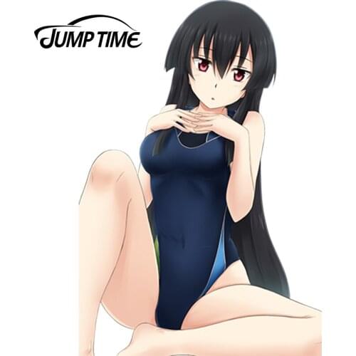 JumpTime 13cm x 8.8cm Sexy Kawii Girl Anime Akame school Swimsuit Sticker 3D Car Decal Waterproof Hood Protective Film