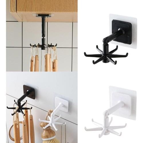 Kitchen Rotate Storage Rack Cupboard Shelf Hanging Hook Organizer Closet Clothes Shelf Hanger Wardrobe Holder Kitchen Storage H