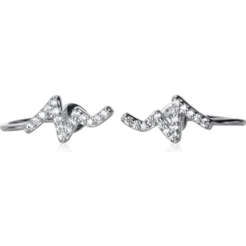 1pair 100% Real. 925 Sterling Silver Fine Jewelry cz zirconia set aaa+ Wave Waterwave Clip earrings (NO pierced) gtle2748