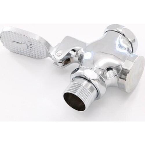 1 Pcs Outlet Interface 4CM Copper Foot Flush Valve Four way With Foot Stepping Pedal For Toilets And Urinals