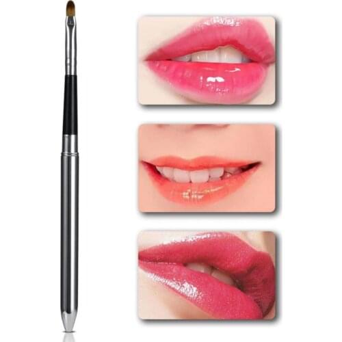 1pcs Silver Metal Handle Lipgloss Gloss Makeup Brush Portable Adjustable Lipstick Brush With Protect Cap Cosmetic Tool New 2021