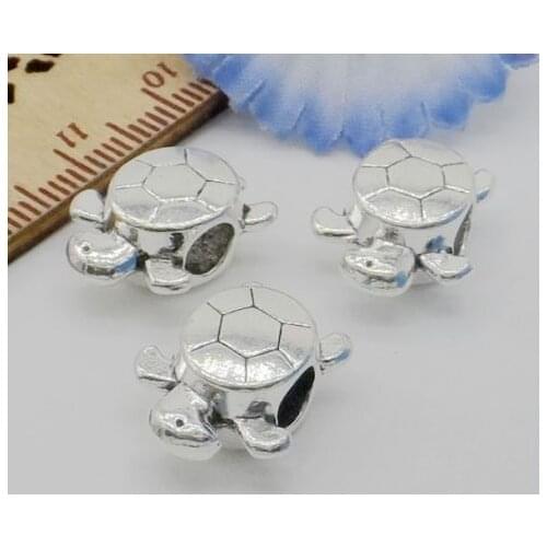 100Pcs Tibetan Silver Big hole Tortois Spacer Beads Fit Jewelry 18mm Hole:4mm
