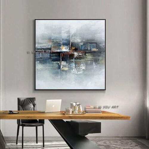 100 Handmade Thick Acrylic Painting Landscape Wall Art Abstract Geometric Oil Painting On Canvas For Bedroom