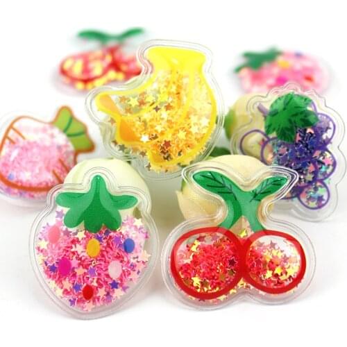 20Pcs Colourful PVC Sequin Fruits Transparent Bling Flowing Patches Appliques Handmade Headwear Hairpin Decor Crafts Accessories
