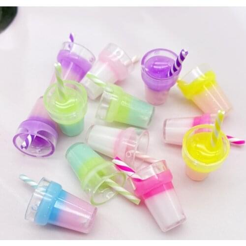 5/10Pcs New Hole Resin Cute Mini Two Color Milk Tea Cabochon Scrapbooking Hair Bow Center Embellishments DIY Accessories F42