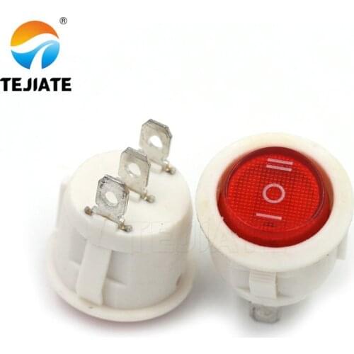5PCS Ship Type Power Switch Boat Shaped Round Rocker Switch 2/3/4 Feet Red/Green/White/Black Press button 6A 250V Open-hole 20MM