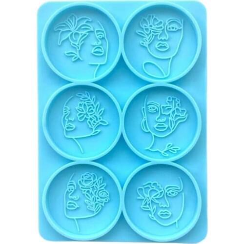 6 Round Female Heads Mobile Phone Holder Epoxy Resin Mold Phone Grip Decorations Casting Silicone Mould DIY Crafts Mold