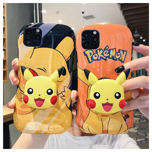 TAKARA TOMY Pokemon Pikachu Stand Phone Case for IPhone 6S/7/8P/X/XR/XS/XSMAX/11/12Pro/12min Phone