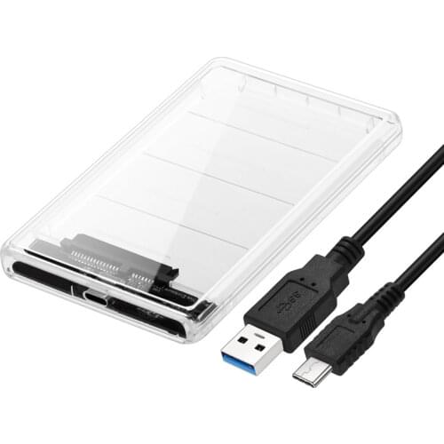 USB C hardisk case Type C to 2.5 Inch SATA SSD HDD External Enclosure Transparent Color for Laptop & PC
