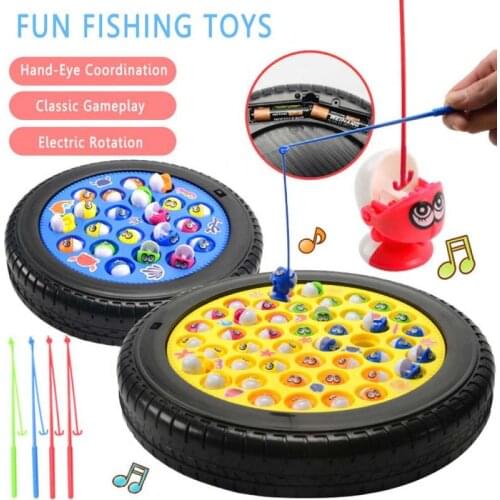 Childrens Electric Fishing Interactive Toy Sets Rotating Fishing Plate Music Electric Fishing Toy Parent-child Educational Toys