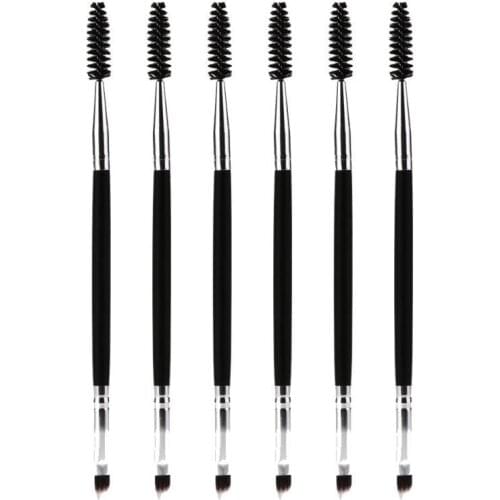 6pcs Double Ended Eyebrow Brush Eyelash Brush Wooden Handle Eye Makeup Tool