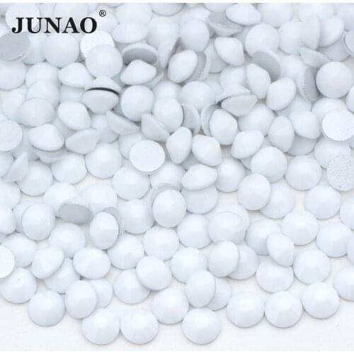 JUNAO SS 6 8 10 12 16 20 30 White Flat Back Rhinestones Glue On Nail Art Stones Non Sewing Decorative Crystal Strass For Clothes