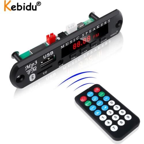 Kebidu 12V Wireless Bluetooth MP3 WMA Decoder Board MP3 Player Car Audio USB TF FM Radio Module For Car Speaker