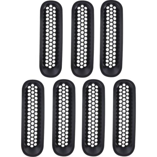 Grill Mesh Grille Insert Cover Trim Kit for Jeep JK Wrangler&Wrangler 2007-2015 (7pcs/Set Black Grille)