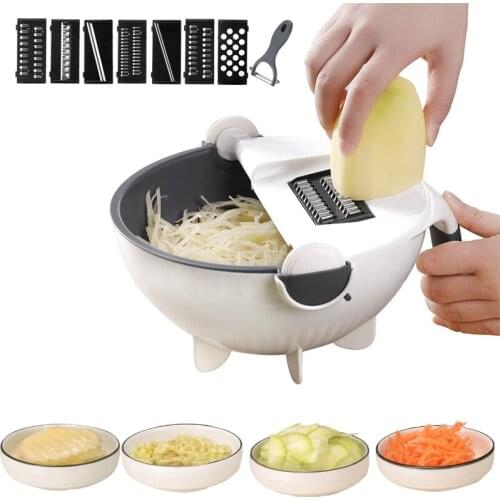 Multifunctional Vegetable Cutter With Drain Basket Kitchen Potato Slicer Chopper Veggi Fruit Shredder Grater Slicer Kitchen Tool