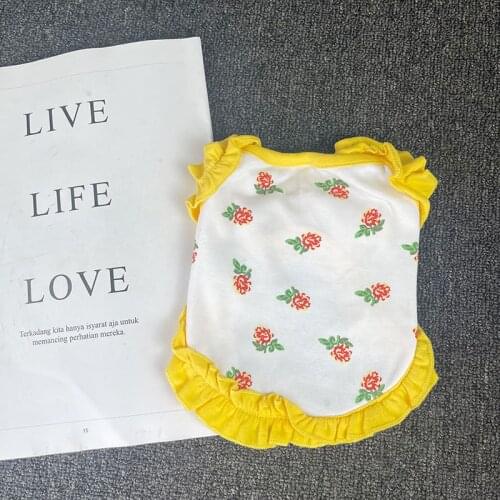 Summer Dog Cooling Tshirt Cute Flower Print Frenchie Vest Chihuahua Yorkshire Schnauzer Shirt Kawaii Korea Dog Costumes