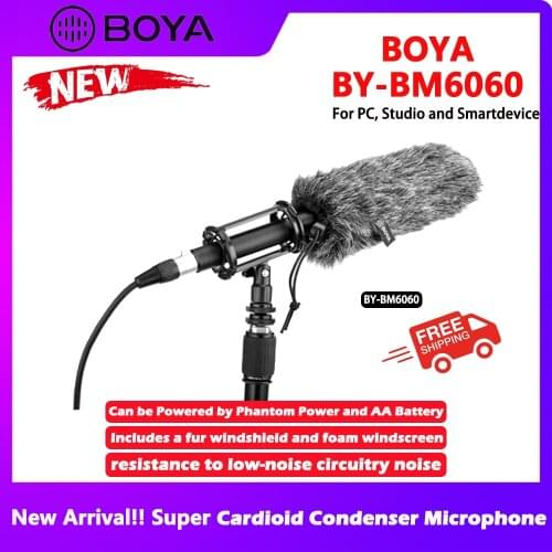 News Gathering Interview Shotgun Microphone XLR for Canon, Nikon, Sony BOYA BY-BM6060 Broadcast-Quality Mic with Windscreen