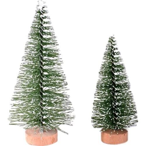 Christmas Tree Mini Pine Tree With Wood Base DIY Home Table Top Decor Mini Christmas Tree Sisal Silk Cedar