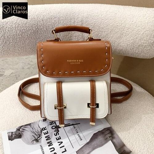 Fashion Mini Backpack Purse Leather Women Cute Small Backpacks Panelled Designer Bag Luxury Mochilas Para Mujer Travel Back Pack