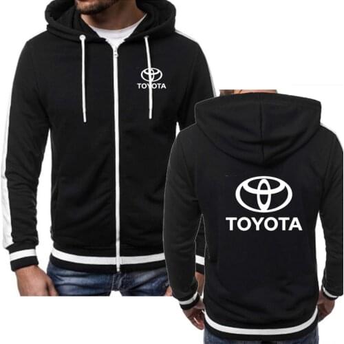 2021NEW Hoodies Men Toyota Car Logo Print Casual color Hooded Fleece Mens Sweatshirts zipper Jacket Mans Clothing