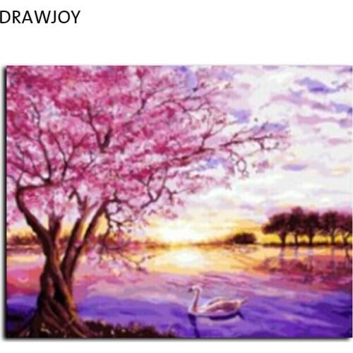 DRAWJOY Landscape Framed DIY Painting By Numbers On Canvas Painting And Calligraphy Wall Art For Home Decor 40x50