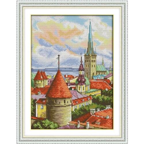 Church 2 cross stitch kit aida 14ct 11ct count printed canvas stitches embroidery DIY handmade needlework