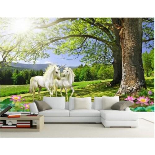 3d wallpaper custom mural Romantic Big tree couple unicorn paintings home decor living room photo wallpaper for walls 3d