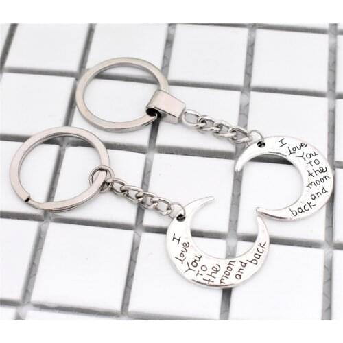 New fashion men 30mm Rhodium keychain DIY metal holder chain vintage moon,27x29mm Pendant Gift