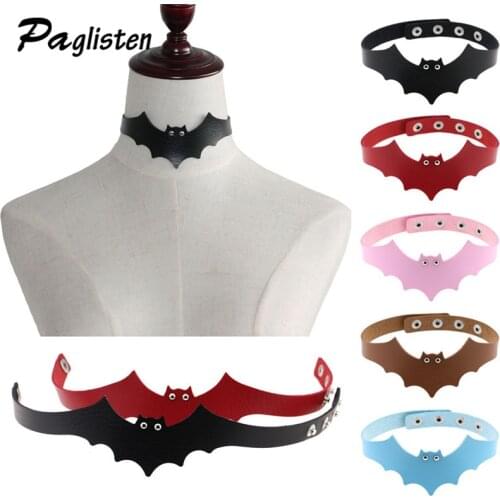 Fashion small devil PU leather bat wings collar punk female neck band clavicle necklace short section nightclub vampire necklace