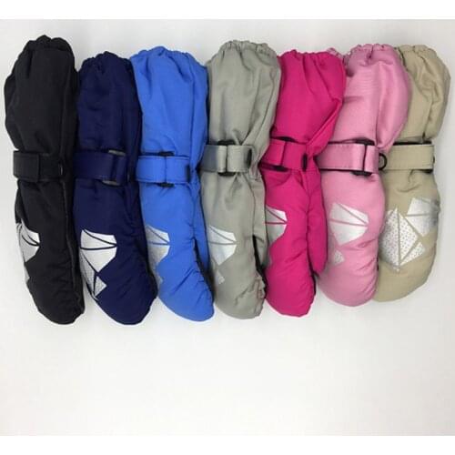 Children Winter Warm Gloves Windproof Waterproof Outdoor Ski Glove Boys Girls Geometric Print Thick Mittens