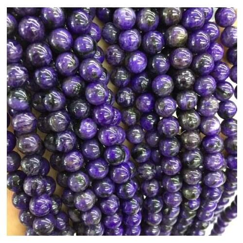 Genuine Undyed Charoite from Russia Round Loose Beads 6/8/10MM Natural Stone For Jewelry Making DIY Healing Power Yoga Bracelet
