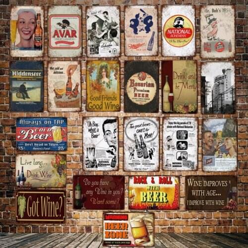 [ WellCraft ] Custom Cold Beer ZONE Live long Drink WINE Tin Signs Posters Antique Metal art Painting Bar Decor LT-1966
