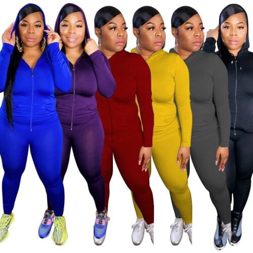 Plus Size Women Clothing Two Piece Set Tracksuits Zip Up Long Sleeve Hoodie And Jogger Set Autumn And Winter Casual Fall Outfits
