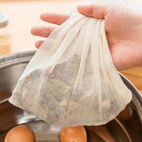 Drawstring Herb Filter Bag Kitchen Soup Reusable Strainer Filter Bags Tea Infuser Food Grade Cotton Fabric Spice Filters Teabags
