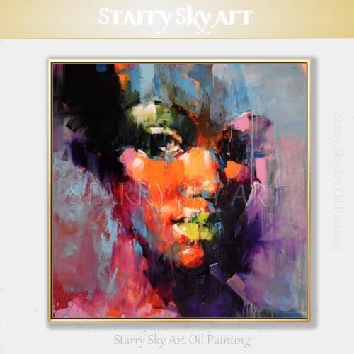 Special Design Artist Hand-painted High Quality Modern Abstract Knife Woman Painting Lady Portrait Oil Painting for Living Room