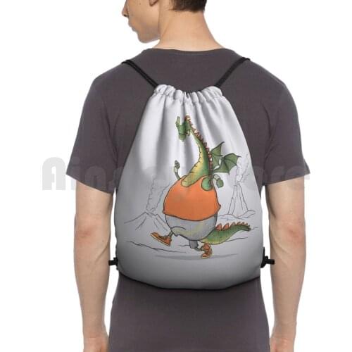 Morning Run Backpack Drawstring Bags Gym Bag Waterproof Running Morning Mountain Dragon Sport Athletic Funny Animal