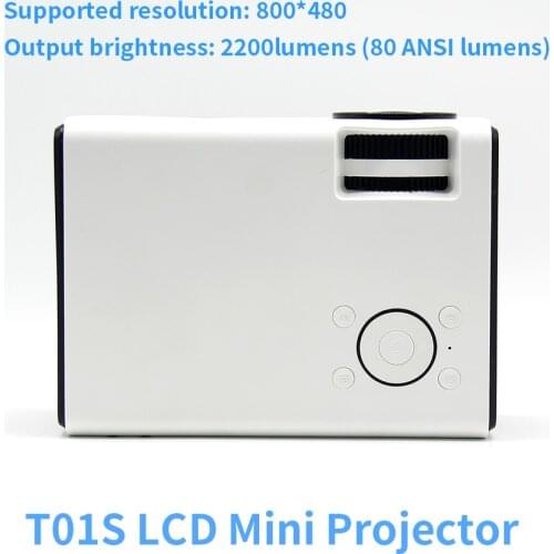 T01S LCD Mini Projector 2200lumens 800*480 Pixels Supports 1080P HDMI-compatible USB Audio Portable Home Media Video Player