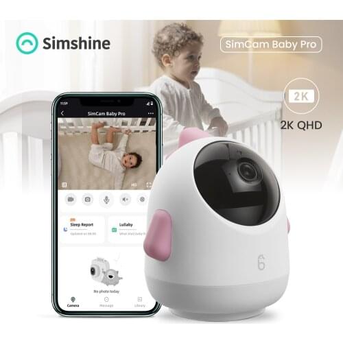 Simshine Wireless Smart Baby Monitor Ai Baby Monitor Wifi Smartphone 4MP Baby Cameras for Baby Safety ios and Android Compatible